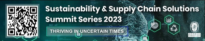 Banner with QR Code to register and titled Sustainability and Supply Chain Summit Series 2023: Thriving in Uncertain Times 
